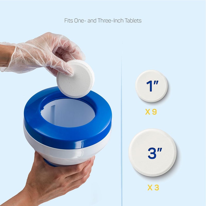 SEWANTA Premium Floating Chlorine Dispenser for Pools Fits 1-3" Tablets - Pool Chlorine Floater with Adjustable Flow Vents Balanced Chemical Dispenser [4 Tablet Cap] 7.5" Diameter, Extra Strong Construction - Image 5